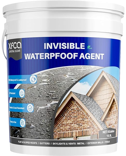 Transparent Waterproof Sealant,5 Gallon Clear Transparent Waterproof Coating,Liquid Invisible Water Proof Agent for Roofs Walls,Garden,Bathroom,Kitchen Indoor & Outdoor Water Proof Adhesive