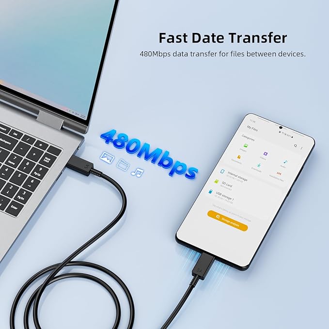 60W USB C Charger with 5A Cable for Super Fast Charging Adapter for Samsung S26 Ultra S25 S23 A17 A16 Wall Plug Power Adaptor for iPhone 17 Pro Max 16 15 Pixel 10a 9a USB-C to Type C PD Charge Cord 1M
