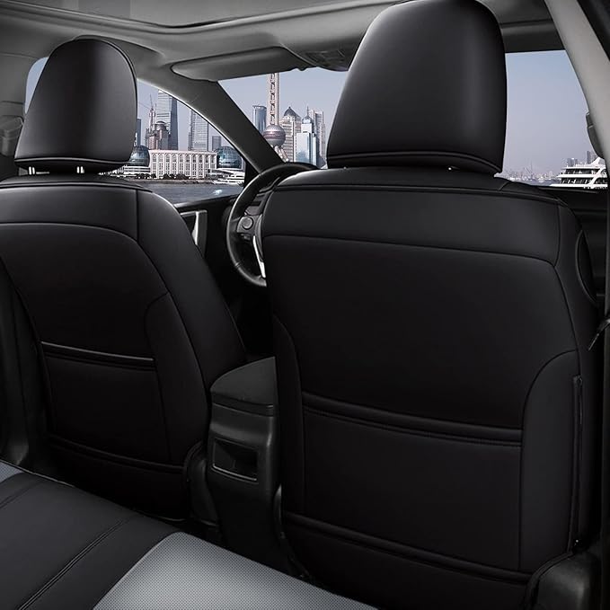 AOMSAZTO Car Seat Covers for Toyota Corolla 2014 2015 2016 2017 2018 2019 L,LE,LE Eco,Plus Sedan Car Seat Cover Full Set Waterproof, Custom Fit Full Set Faux Leather (Black+Gray, 2014-2019 Corolla)