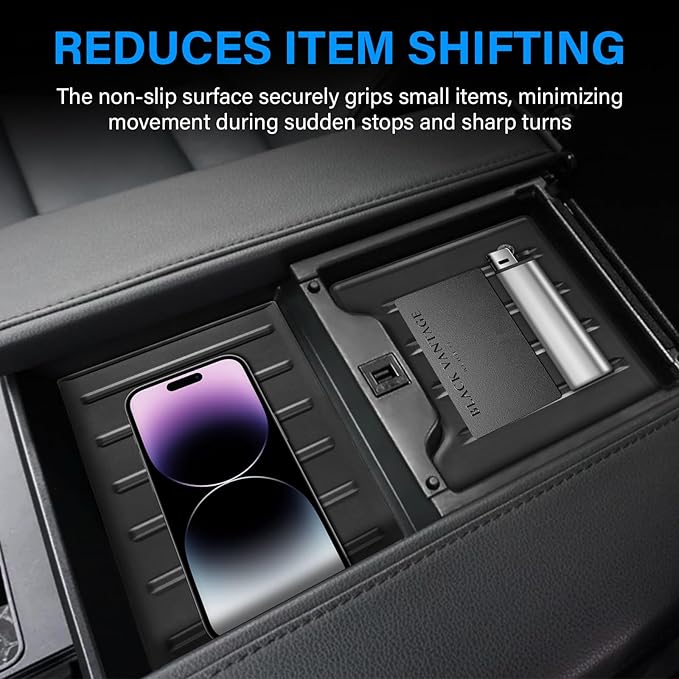 Center Console Tray Liner for 2022-2025 2026 Toyota Tundra Accessories (Only fits Platinum, 1794, TRD PRO, Capstone) & 2023-2025 2026 Sequoia Console Organizer Liner Anti-Slip Silicone Mat Pad 2 Pcs