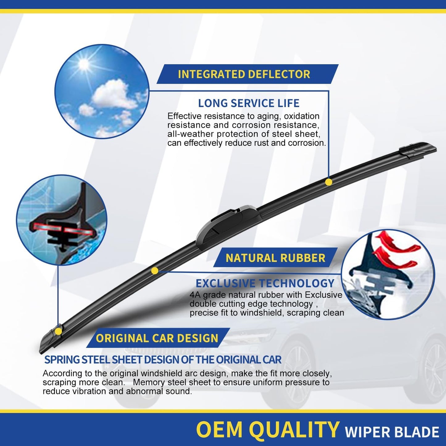 3 wipers Replacement for 2009 2010 2011 2012 2013 2014 2015 2016 2017 2018 2019 2020 Honda Fit Windshield Wiper Blades Original Equipment Replacement - 28"/14"/14" (Set of 3) U/J HOOK