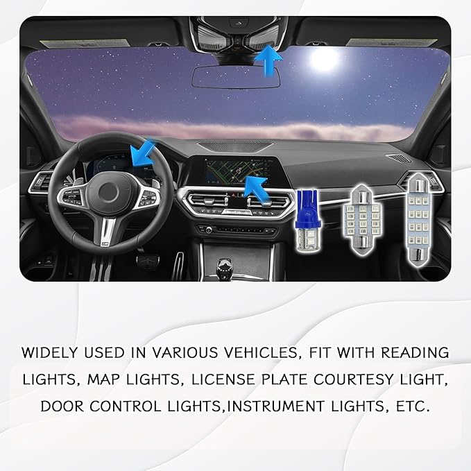 24PCS LED Interior Car Lights, Interior Car Lights Dome Light Set T10 31 mm 42 mm Replacement Bulbs for Top Map Dome Tail Cab Lights and License Plate Courtesy Lights Accessories (Blue)