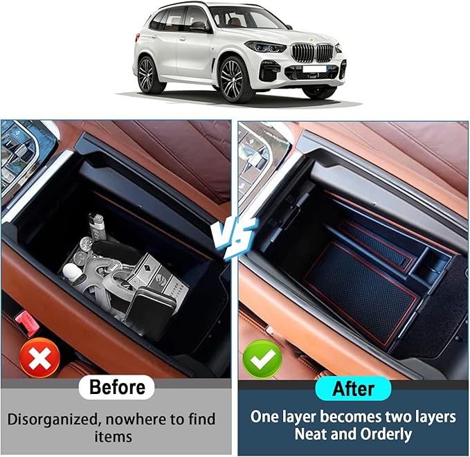 Ruiya 2020-2026 X5/X6/X7 Center Console Organizer for BMW X5/X6/X7 2026 Accessories ABS Material Middle Console Organizer Compatible with 2020 2021 2022 2023 2024 2025 2026 BMW X5/X6/X7
