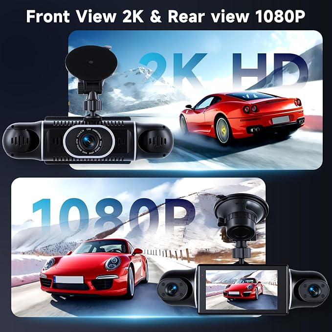 4 Channel Dash Cam with Front Rear Left Right Cameras, 360° Car Camera System for Driving & Parking, Night Vision, Parking Monitor, G-Sensor, Loop Recording, Multi-Camera Dashcam+64GB Card