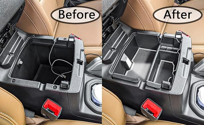 TACOBRO Center Console Organizer Compatible with Jeep Wrangler JL & JLU 2018 2019-2024 2025 2026 Accessories, Gladiator JT Truck 2020 2021 2022 2023-2026 Insert Tray Armrest Storage Box, White