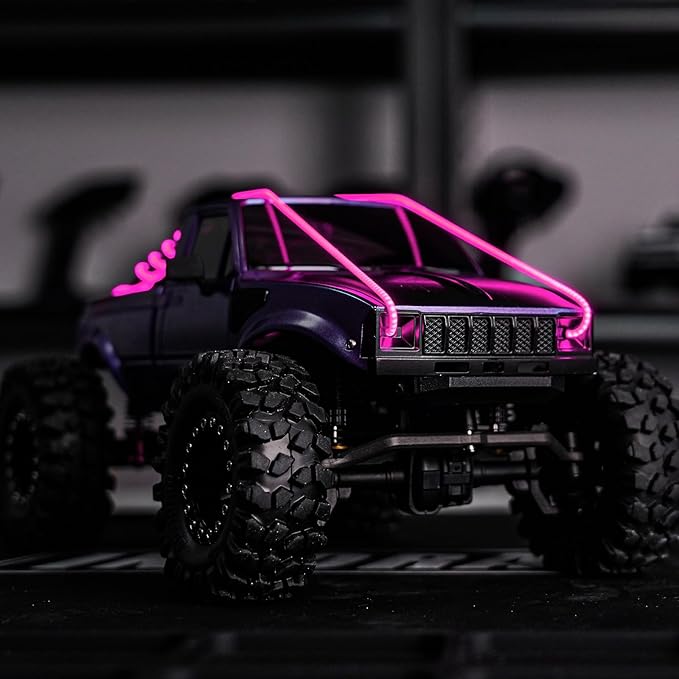 INJORA RC LED Strip Lights Flexible Cuttable for TRX4M SCX24 1/24 1/18 Crawlers Upgrade(Pinkish Purple)