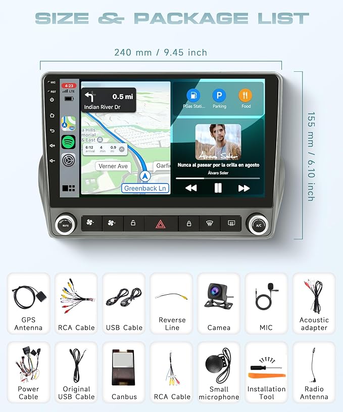 Car Radio Stereo for Chevrolet Chevy Camaro 2008–2015, 9″ Touchscreen Android Car Radio Support Upgrade for Camaro Radio, Wireless CarPlay & Android Auto, AM FM BT GPS DSP EQ,Backup Camera
