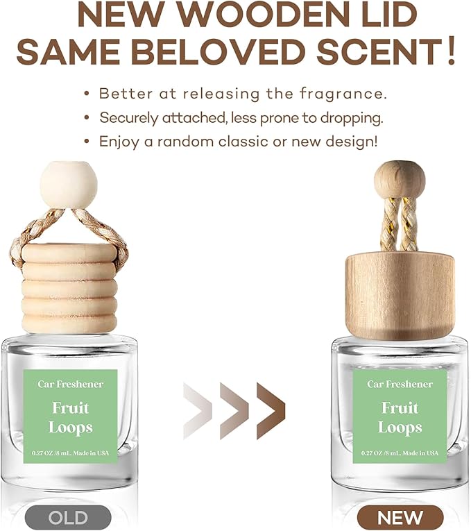 C Classy Hanging Car Air Freshener 2 Pack, Fruit Loops Essential Oil Diffuser, Long-Lasting Fragrance, Cute Glass Bottle Car Accessories for Women & Men, Made in USA