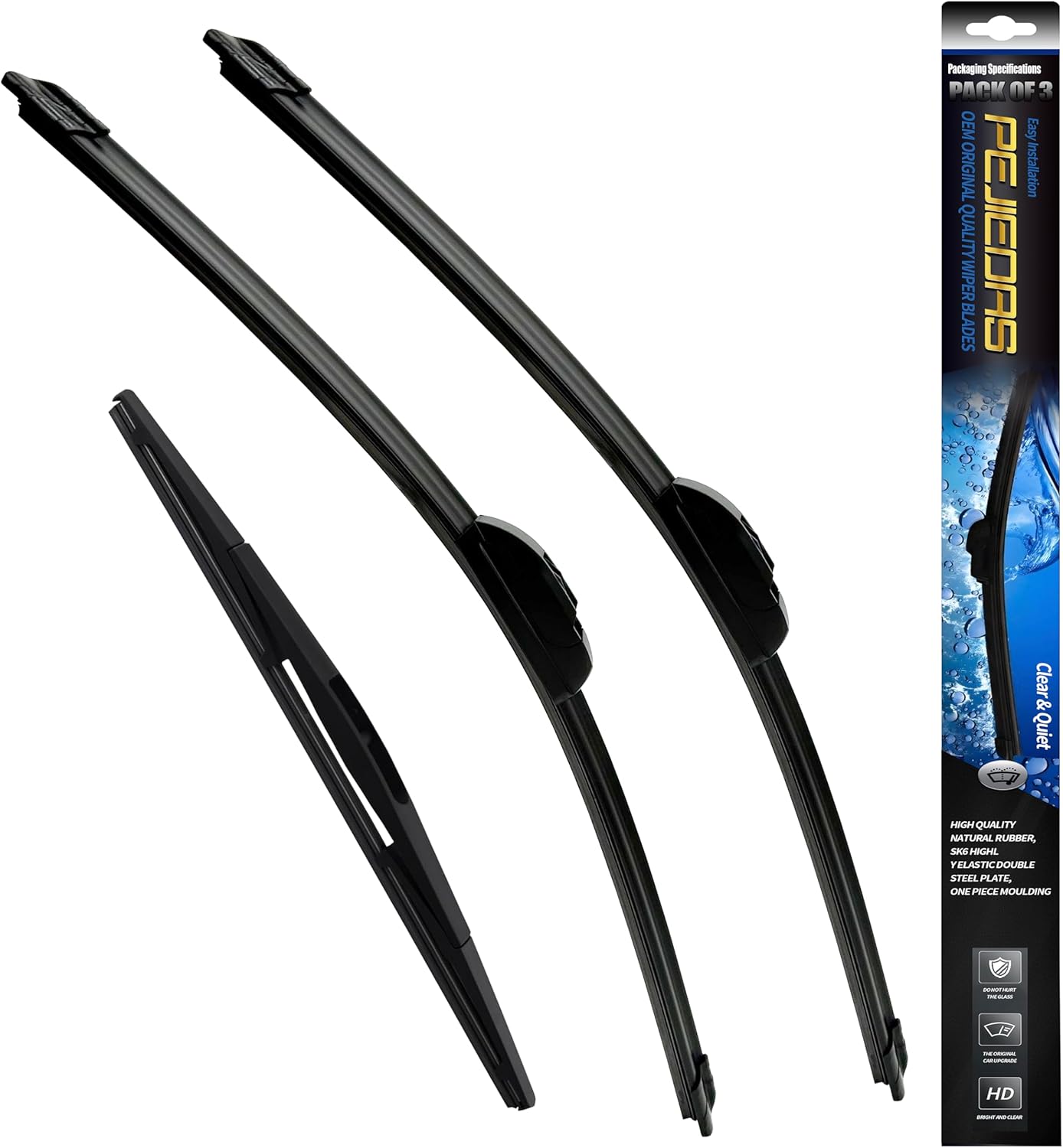 3 x OEM Wiper Blades, Replacement Wiper Blades for Honda CR-V 2007-2011/Nissan Leaf 2018-2020 (26“ & 16” Front Wipers + 14” Rear Wiper Blades)