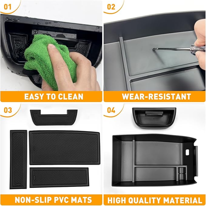 Center Console Organizer Compatible with 2021-2024 Ford Bronco Sport CX430 Dash Storage Tray Armrest Storage Organizer Dashboard Box for Bronco Sport Accessories(Armrest+Dash Storage Tray)