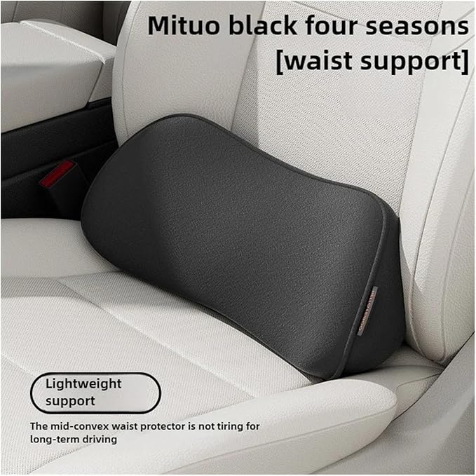 Breathable Car Seat Pillow for Lumbar Support - Waist Protection Cushion for Office and Car Use(Black)