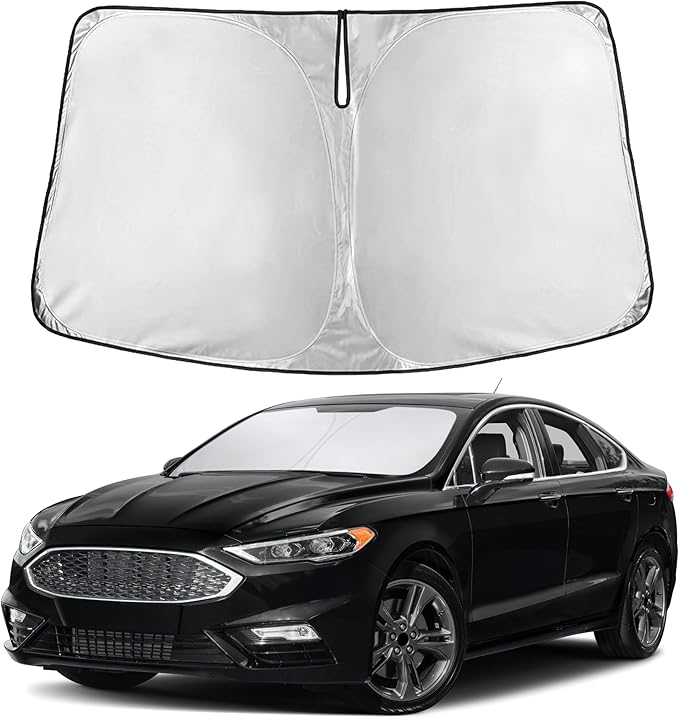 EcoNour Windshield Sunshade Compatible for Ford Fusion 2013-2019 2020 2021, Sun Visor for Front Windshield & Window Sun Shade Cover, UV Heat Blocker & Protector, Car Accessories