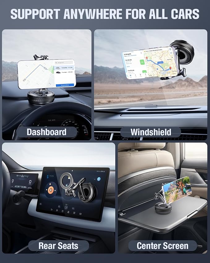 InwodiTeki Magnetic Phone Holders for Your Car, Upgraded 360° Vacuum Car Phone Holder, 108+LBS Strongest Suction & 3000gf Magnetic, Car Phone Mount for 17 Pro Max 16 15 14 13 12/ Android Phones