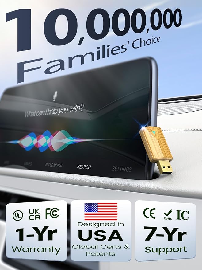 Mini Wireless CarPlay Adapter for iPhone & Android Auto (2026 Upgrade), No Delay, Fast Stable, Plug & Play, Converts Wired to Wireless Carplay Dongle for 2016+ Cars, USB-A/Type-C Port Yellow