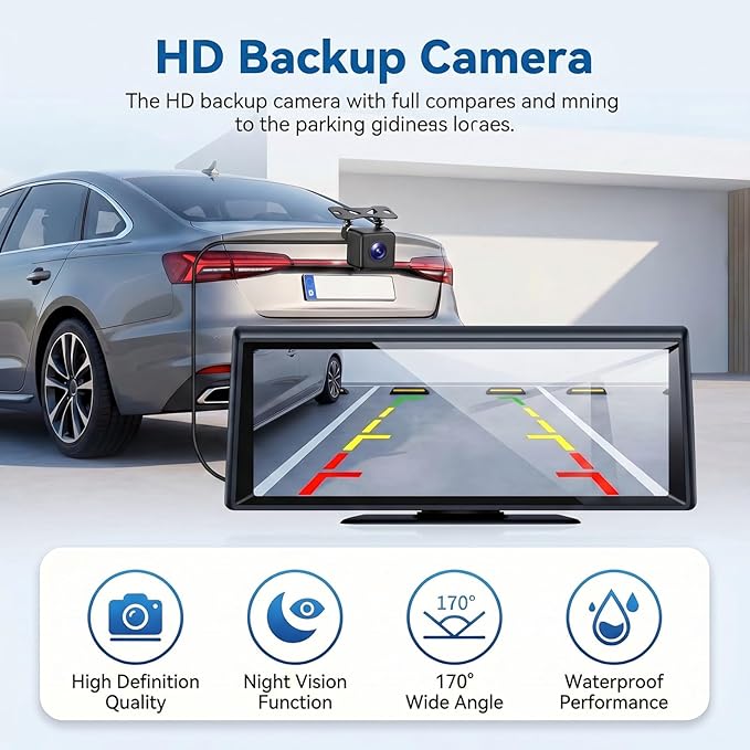 Wireless CarPlay Screen 8.1" Portable Car Stereo with CarPlay iOS & Android Auto 2K Dash Cam 1080P Backup Camera Bluetooth Voice Control GPS Compatible with Most Cars Trucks SUVs Vans