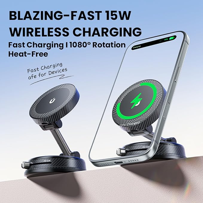 360° Adjustable Radio Magnetic Suction Phone Holder + MagSafe Car Mount for iPhone 17/16/15/14/13/12, Air Plus & More – Perfect for Cars, Kitchen, Bedroom, Gym