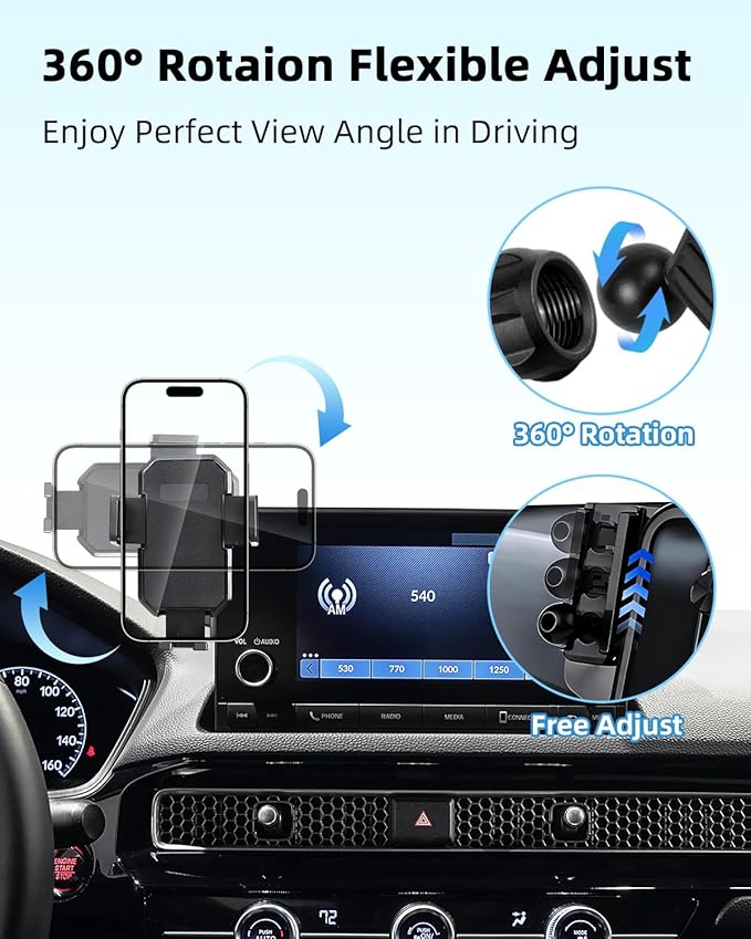 PZK Car Phone Mount for Honda Civic 2022-2025 2026 /Acura Integra 2023-2025 LX/EX/EX-L/Sport/Sport Hybrid/Touring/Si/Type R for 7/9-Inch Screen 360° Rotation Auto Lock Phone Holder with Storage Box