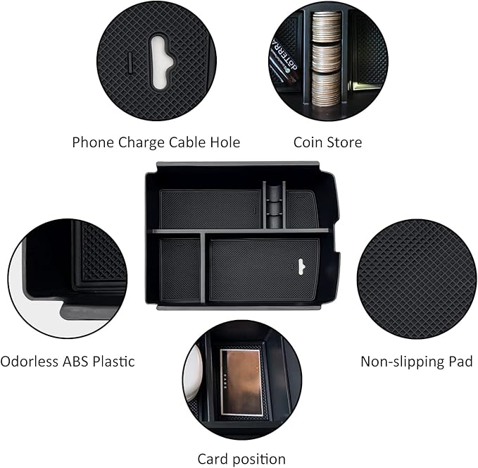 JOJOMARK for VW Atlas and Cross Sport Accessories Center Console Organizer 2018 2019 2020 2021 2022 2023 Insert ABS Armrest Box Secondary Storage (Not fit for 2024)