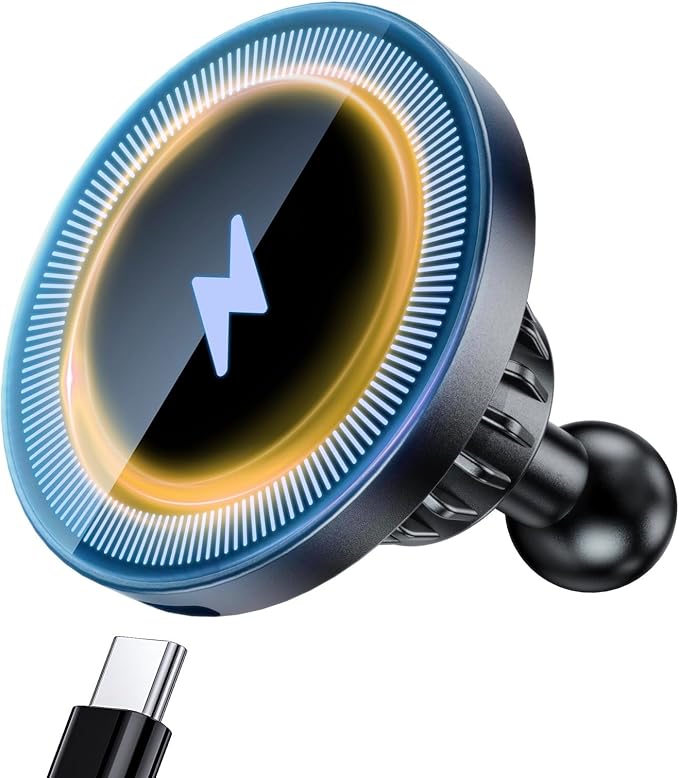 Magnetic Wireless Charging Phone Holder with 20mm Ball Mount for MagSafe Charge, [Heavy-Duty] 20mm Ball for MagSafe Charger Compatible with Bulletpoint Mounting Solutions