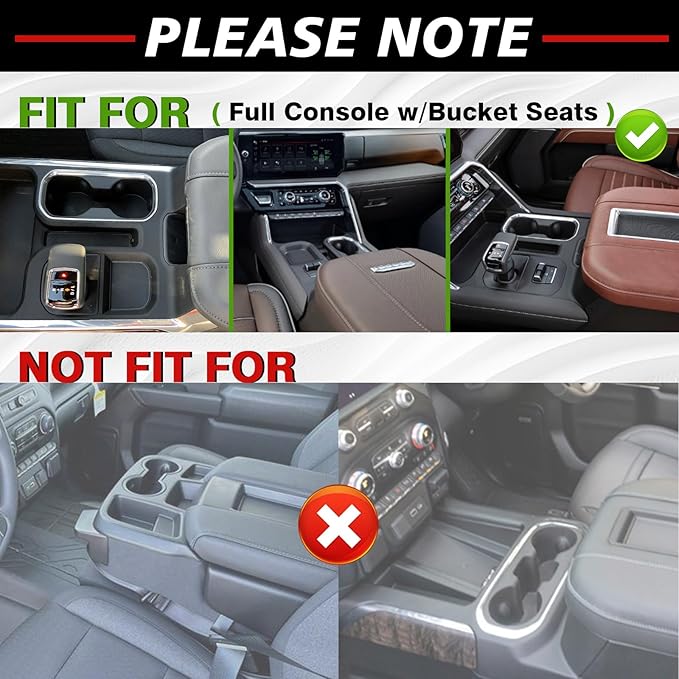 Muslogy Center Console Cup Holder Inserts Compatible with 2022-2025 2026 Chevy Silverado & GMC Sierra Accessories Middle Console Drink Holder TPE Organizer Non-Slip Drink Stopper(Bucket Seat Only)