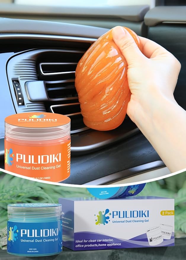 PULIDIKI Car Cleaning Gel Orange and Car Cleaning Putty Blue 2Pack Bundle