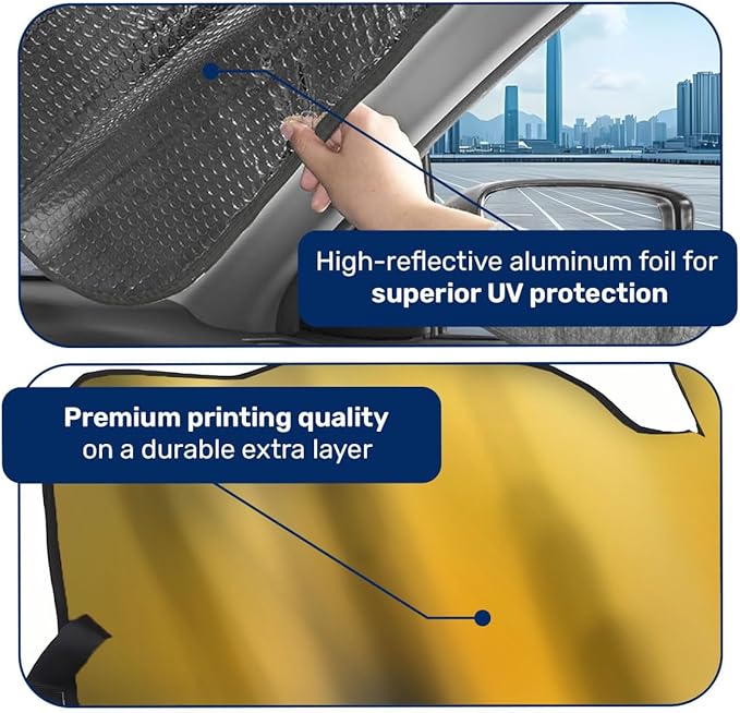 GENANY Bear Windshield Sun Shade for Car SUV Truck (55x30 Inches), Front Window Visor for Windows, Protector Blocks UV