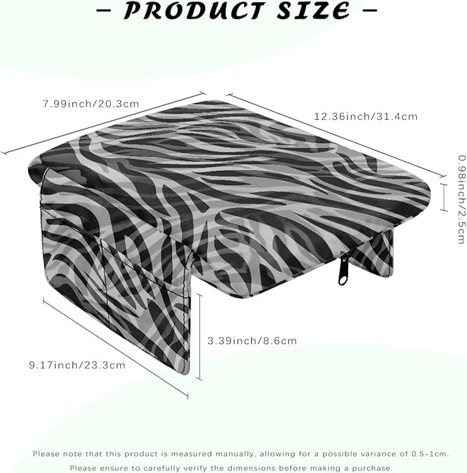 Black Zebra Car Center Console Cover, Upgraded Car Arm Rest Cover with 4 Storage Bags, Universal Armrest Cushion for Car Storage Box Car Interior Accessories Protector for Most Vehicle