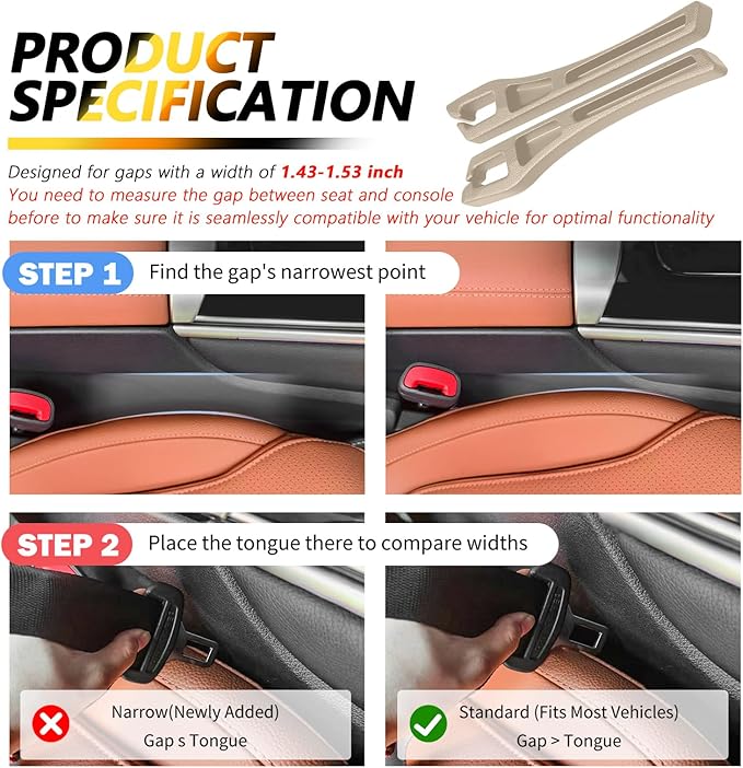 Junecarp 2PCS 2-in-1 Car Seat Gap Filler Organizer with Storage Slots,No Drop Car Gap Seat Filler for Storing Items,Universal in Between Cars Seats Catcher Cars Interior Accessories (Beige)