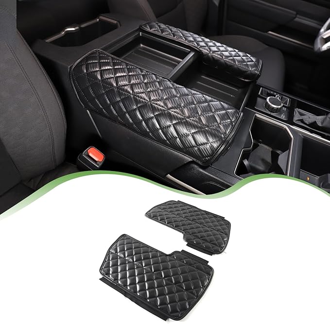 Center Console Armrest Cover Protector Pad Compatible with Toyota Tundra Sequoia 2022-2025 Leather Car Console Armrest Seat Cushion Waterproof Armrest Cushion Lid Interior Accessories (Style D)