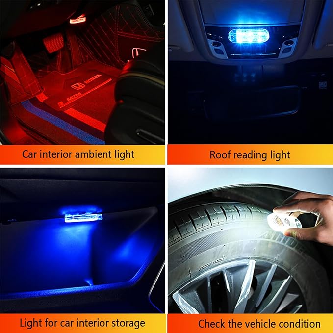 LumosAuto 4PCS Car Interior LED Lights, USB Powered Ambient Lighting Kit with Music Sync & Touch Control for Footwell, Dash Decoration, Safe Driving