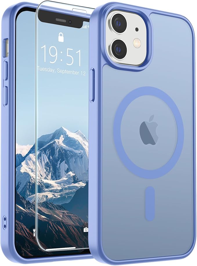 SUPFINE Magnetic for iPhone 12 Case/iPhone 12 Pro Case (Compatible with MagSafe)(Military Grade Drop Protection) Slim Translucent Matte Shockproof with Anti-Fingerprint Phone Case,Blue Purple