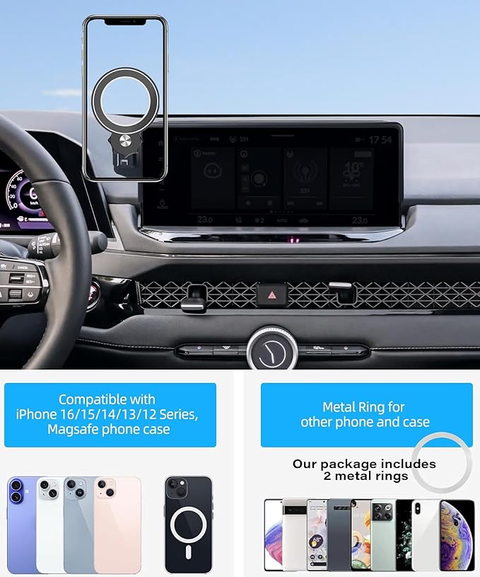 Car Phone Holder for Honda Accord 2023 2024 2025 Accessories Apply to 12.3 Inch Touch Screen Fixed Clip Magnetic Cell Phone Mount Hands-Free 360 Degree Rotation