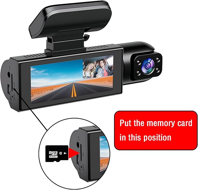 Dual Dash Cam Front and Rear with 64GB Card, 1080P HD IR Night Vision Dash Camera for Cars, G-Sensor Car Dashcam Cameras, 3.16”IPS Screen, 24/7 Parking Monitor, Loop Recording, 170° Wide Angle