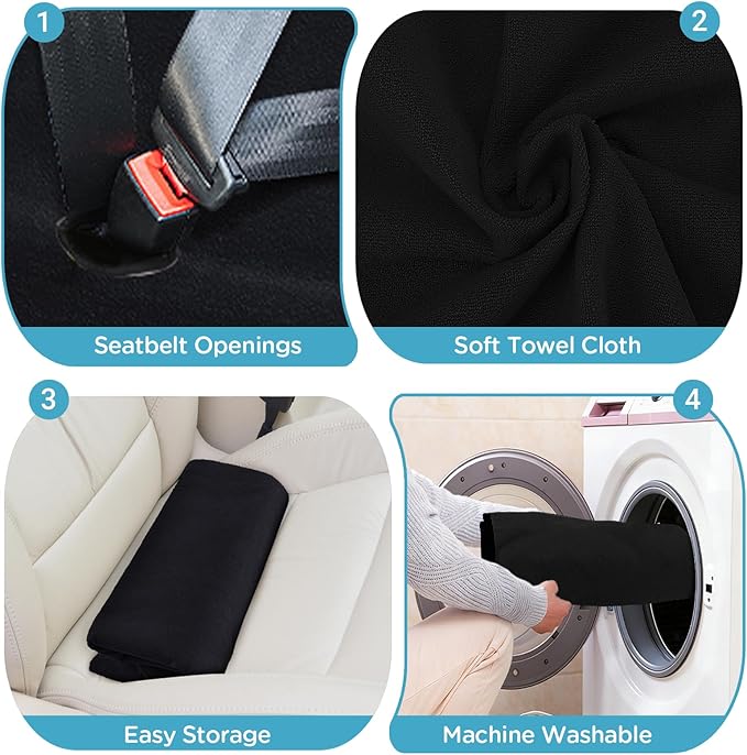 Back Seat Cover Waterpoof Rear Bench Towel Seat Cover for Gym Swimming Surfing Running, Non-Slip Rear Seat Protector Ufor Universal Anti-Slip Car Truck SUV Seat (Bench Black)