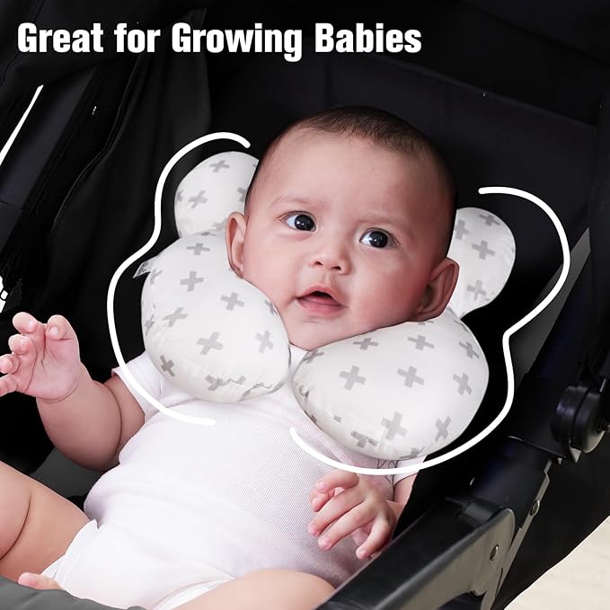 KAKIBLIN Baby Travel Pillow, Baby Neck Pillows for Car Seat, Upgraded Babies Head Pillow, Head and Neck Support Pillow for Car Seat, Stroller, Pushchair, Travel(Twig)