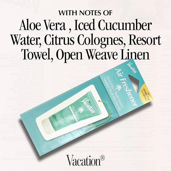 Vacation After Sun Gel Hanging Air Freshener, World Famous Signature Scent, Deodorizer for Car, Home & Office (Pack of 3)