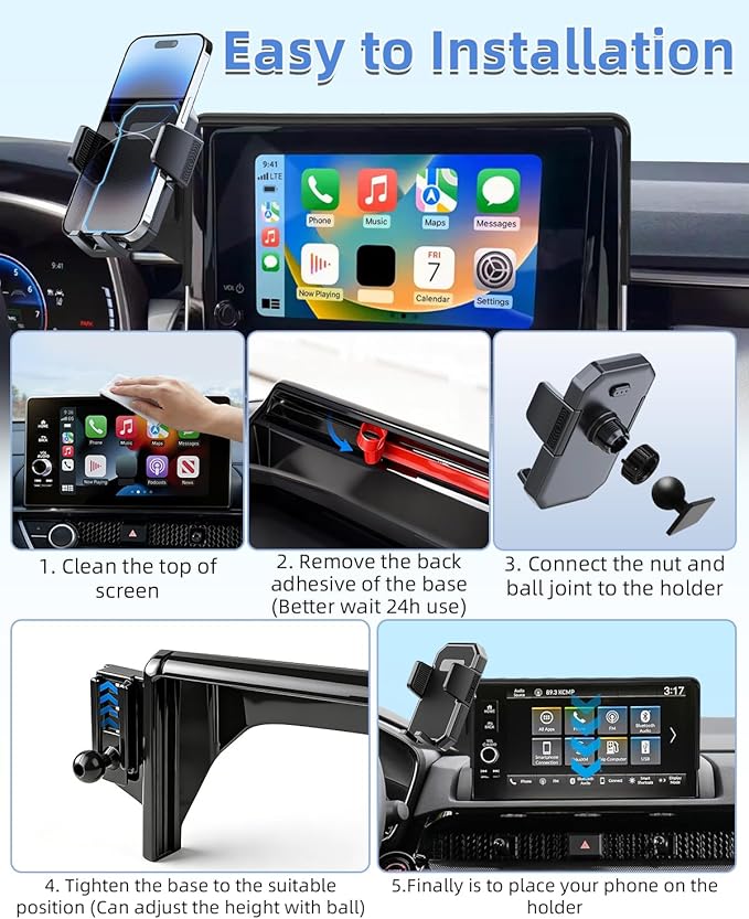 PZK Car Phone Mount for 2020 2021-2025 2026 Toyota Highlander L/LE/Hybrid XLE/Nightshade Accessories 8-inch Screen Auto Lock Car Phone Holder 360° Rotation Cradles Not Affect Vent (Not fit 12.3 inch)