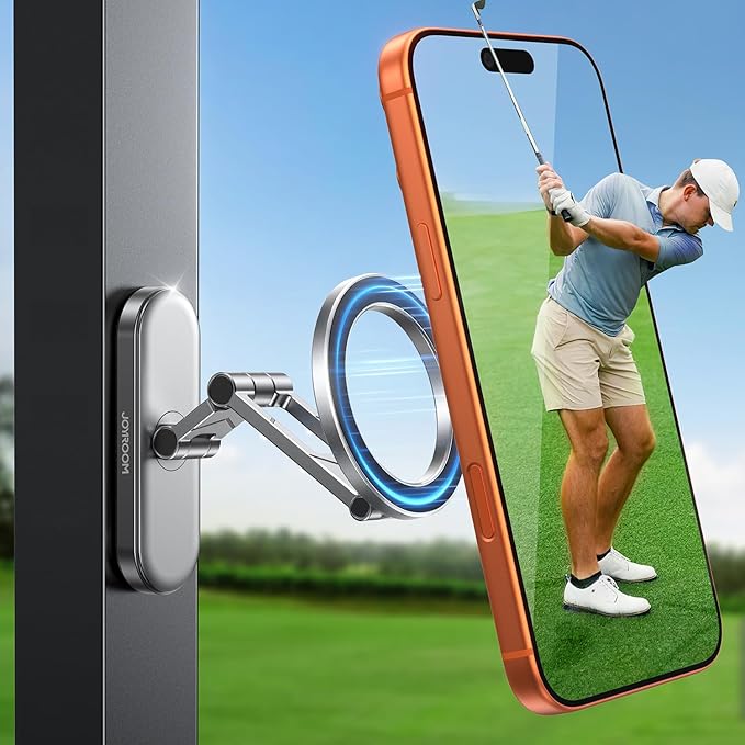 JOYROOM Upgraded Magnetic Golf Cart Phone Holder, [Tri-fold+All Metal] Magsafe Phone Holder Compatible with MagSafe iPhone 17 16 15 14 13 12 Fits EZGO Club Car Yamaha Icon Golf Cart Accessories Gifts