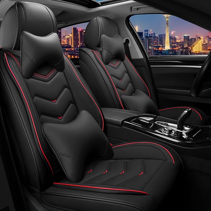 CTDS Car Seat Covers for Nissan Pathfinder 2000-2026, Stylish Sport Seat Cover, Premium Nappa Leather Car Seat Cover. Automobile Seat Covers Sets.(Luxury 2 Seats/Black)