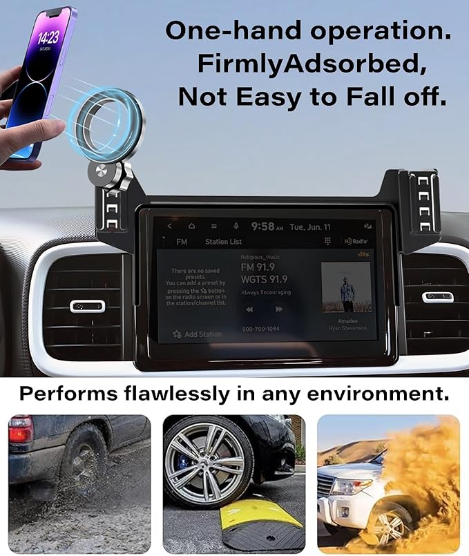 Car Phone Holder for Hyundai Venue 2020-2025 Accessories Apply to 8 Inch Touch Screen Fixed Clip Magnetic Cell Phone Mount Hands-Free 360 Degree Rotation