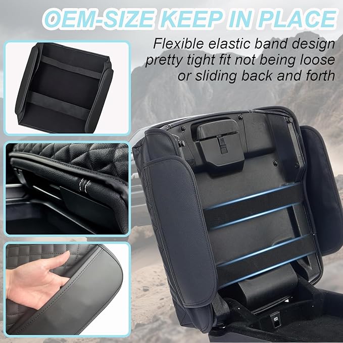 Thickened Center Console Cushion for 2019-2025 Ram 1500/2500/3500 PU Leather Armrest Cover Protector,Anti-Scratch for 5th Ram 1500(Bucket Seat Console) Arm Rest Lid Accessories 19-25