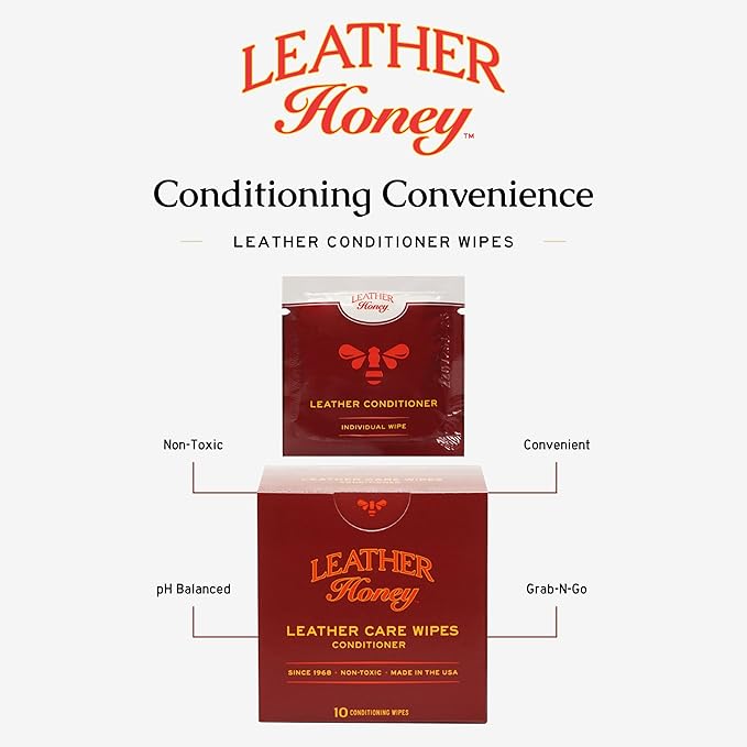 Leather Honey Conditioner Wipes with Cleaner Wipes