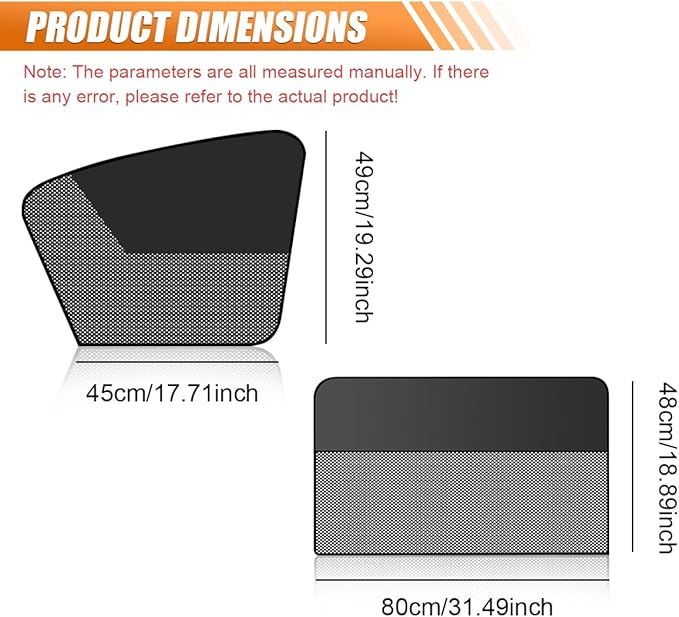 Car Front & Rear Side Window Sunshade, Magnetic Automotive Windshield Privacy Curtain with Half Shade, Mesh Sun Protection Cover Blocks Heat, Glare, UV Rays for Driver Passenger (4PCS)