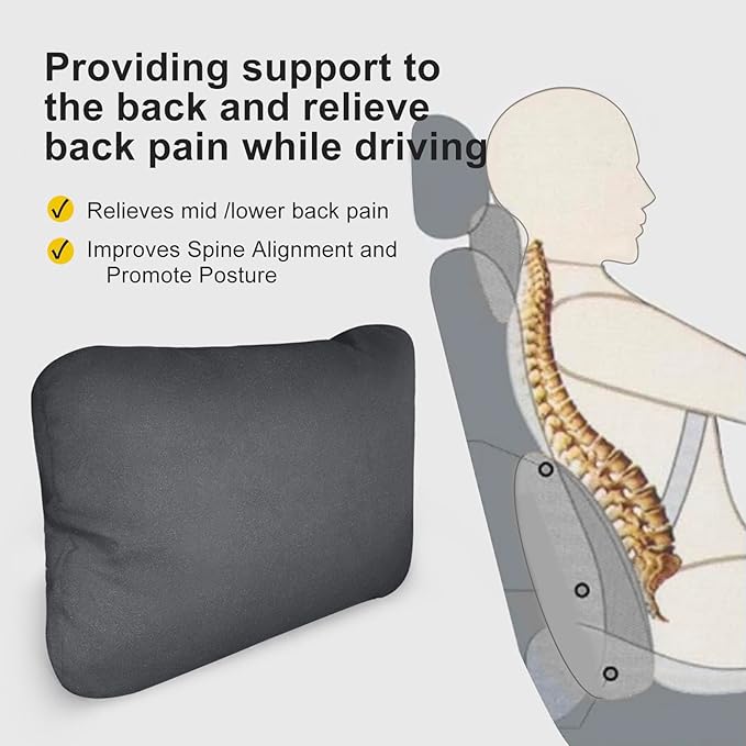 Graphene Lumbar Support Pillow for Car Driving Seat Relax Soft Lower Back Support Cushion for Sofa & Gaming Chair, Comfortable Couch Cushion with Machine Washable Cover(Grey 2-Pack)