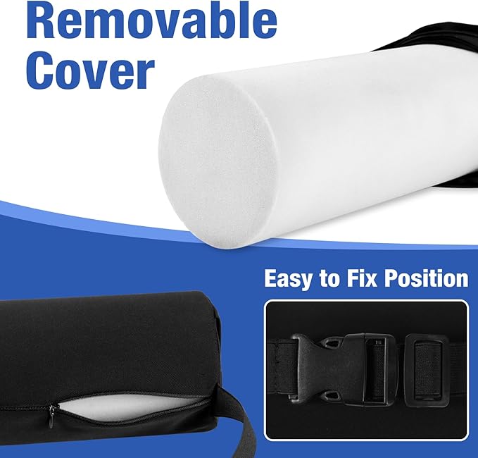 Lumbar Roll Pillows, Lumbar Support Pillow for Office Chair & Car, 15 Inch Pain Relief & Posture Correction Back Support for Office Chair, Car, Bed, Adjustable Strap & Washable Cover