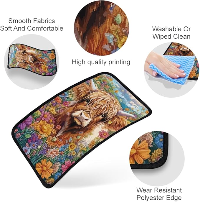 1pc Center Console Armrest Cover Pad 12.6x7.5 inch Highland Cow Neoprene Car Armrest Cushion Waterproof Armrests Seat Box Cover Protector for Universal Cars Vehicles SUVs