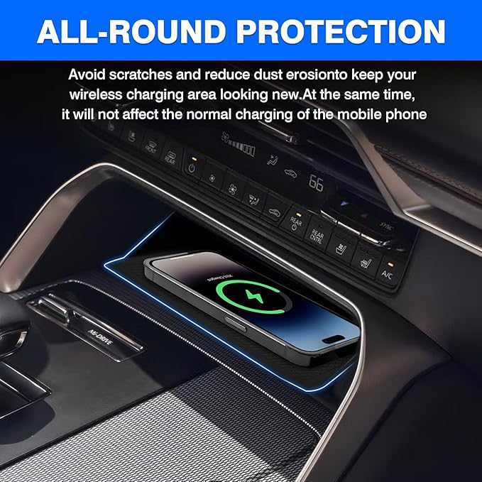Autorder Wireless Charging Anti-Slip Mat for 2024-2026 Mazda CX-90 CX90/2025-2026 CX-70 CX70 Accessories Anti-Dust Center Console Protective Pad Silicone Wireless Charging Pad for CX90 CX70