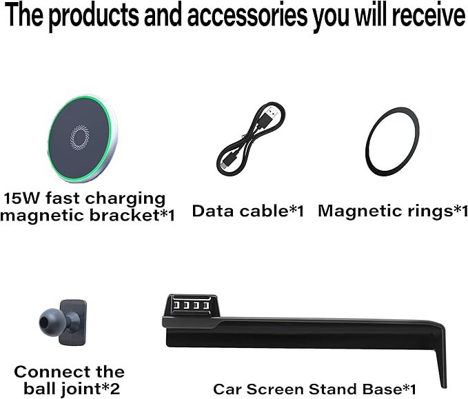 Car Phone Holder for Kia EV9 2024 2025 2026 Accessories Apply to 12.3 Inch Touch Screen 15W Fast Wireless Charger Screen Fixed Clip Cell Phone Mount Hands-Free 360 Degree Rotation