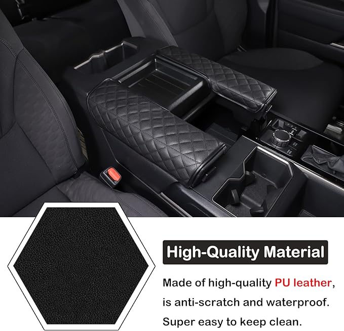 Car Leather Center Console Protector Cover Compatible with Toyota Tundra/Sequoia 2022-2026, Center Console Armrest Seat Box Cover Cushion Lid Protector Pad Waterproof Anti-Scratch Interior Accessories