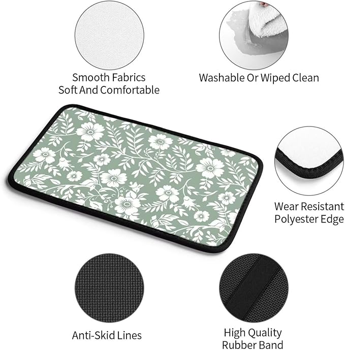 Car Center Console Armrest Cover Floral Cute Arm Rest Cover for Truck Van Sedans Leaf Sage Green Car Center Console Cushion Pad Flower Car Accessories
